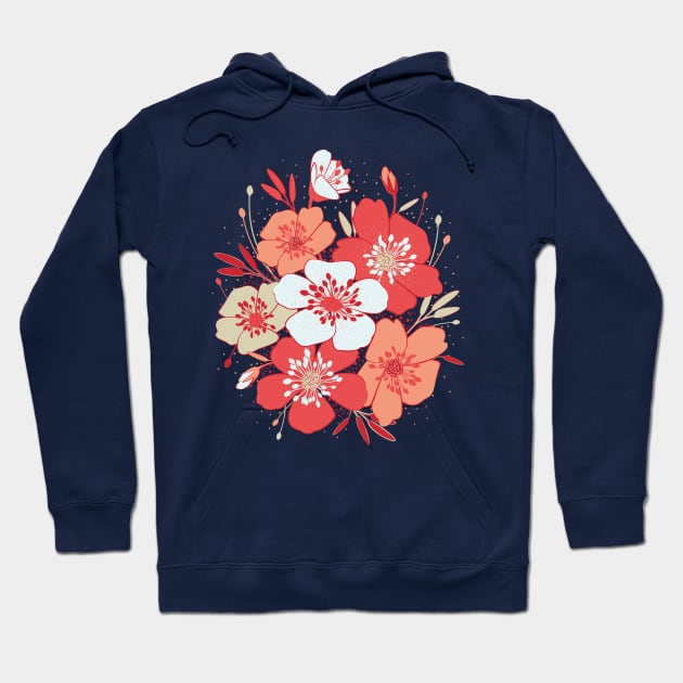 Bouquet (coral and gray) Hoodie by lents